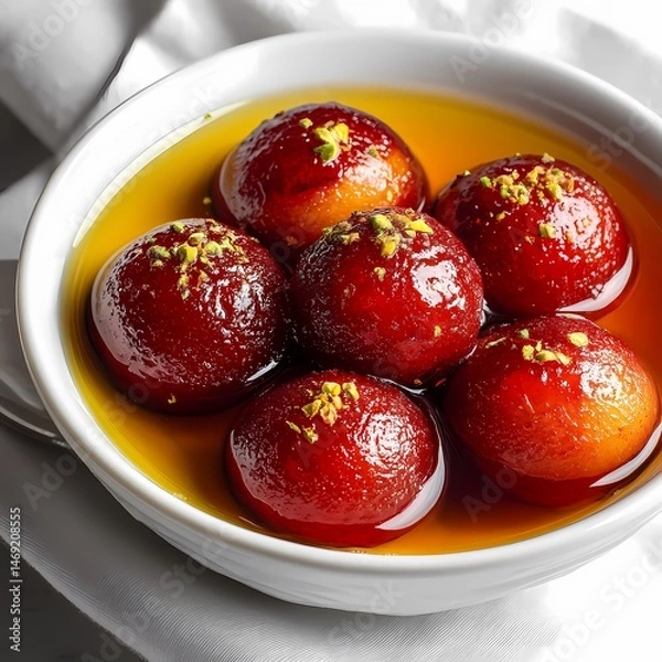 Obraz Delicious Gulab Jamun Indian Dessert Recipe isolated on white Background