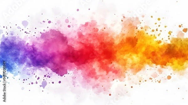 Fototapeta Colorful abstract watercolor splatter design on white background.