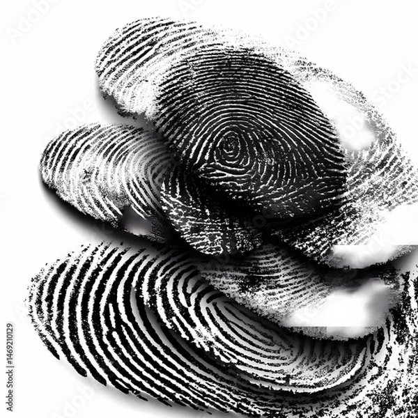 Obraz HighResolution Fingerprint Backgrounds Black  White Textures isolated on white Background