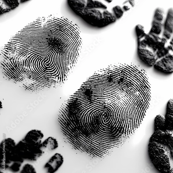 Obraz HighResolution Fingerprint Images Perfect for Forensics Security and Design isolated on white Background