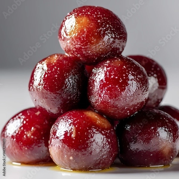 Obraz Sweet Gulab Jamun Dessert Indian Food Recipe isolated on white Background