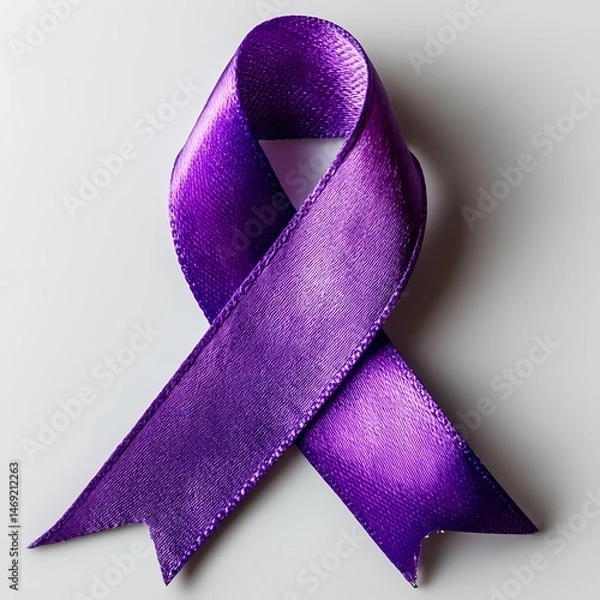 Obraz Purple Awareness Ribbon Images and Stock Photos isolated on white Background