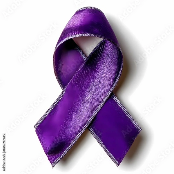Obraz Purple Ribbon Awareness Symbol Image isolated on white Background