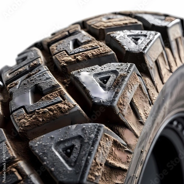 Obraz Muddy OffRoad Tire Texture isolated on white Background