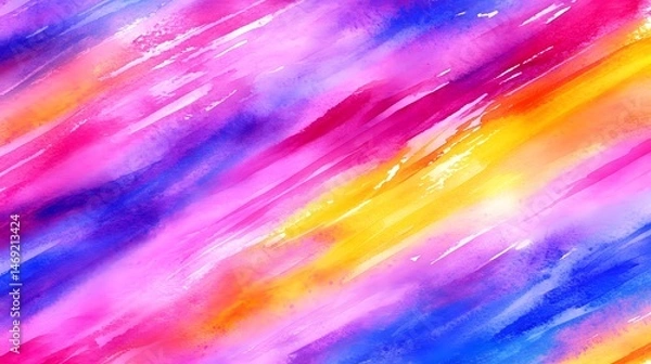 Fototapeta Vibrant, diagonal watercolor strokes in a mix of bright colors.