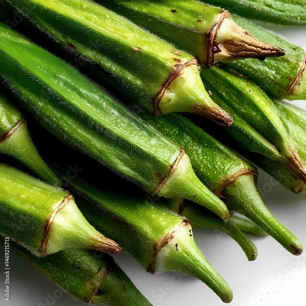 Obraz Fresh Okra HighQuality Green Okra Pods for Sale isolated on white Background