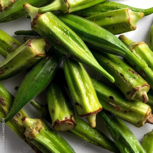 Obraz Fresh Okra HighQuality Images of Green Okra isolated on white Background