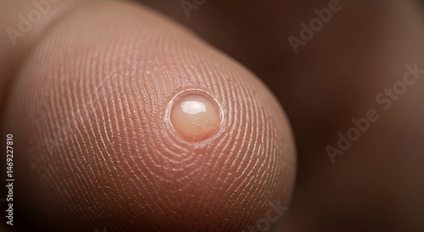 Obraz Close-up Macro Photography of a Blister on a Fingertip
