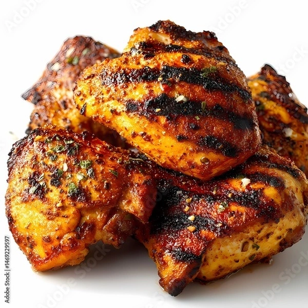 Obraz Delicious Grilled Chicken Recipe  Cooking Tips isolated on white Background