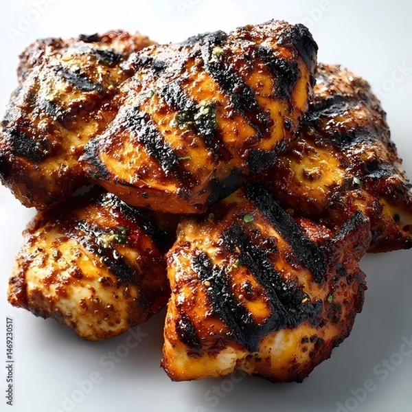 Obraz Delicious Grilled Chicken Recipe Juicy  Flavorful isolated on white Background