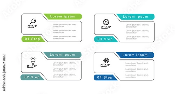 Fototapeta 4 step columns infographic template with line style and icons suitable for business information and presentation