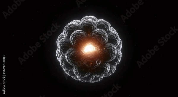Obraz Glowing Core: Abstract Cellular Structure, 3D Render