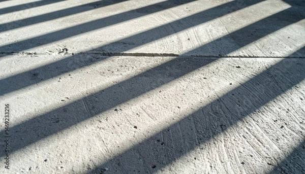 Fototapeta Shadows of Stripes on Textured Concrete Surface in Natural Light
