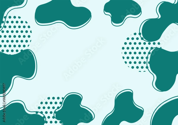 Fototapeta Vector Background Template Floral Tosca Green Leaves Leaf Flower Spring and Summer Hand drawn