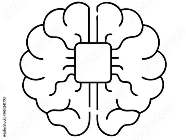 Fototapeta Ai brain chip icon silhouette design illustrating artificial intelligence technology concept