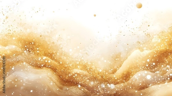 Fototapeta Golden, textured abstract design with light, flowing shapes.