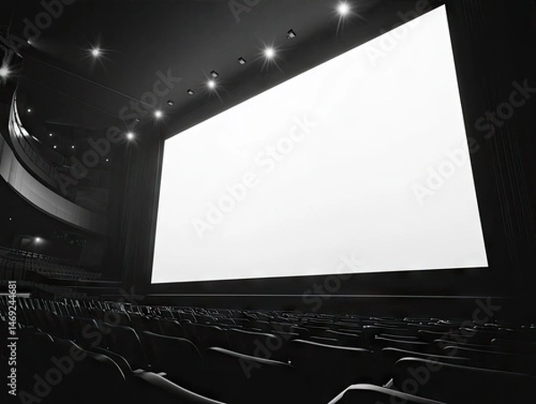 Fototapeta Empty movie theater, large screen