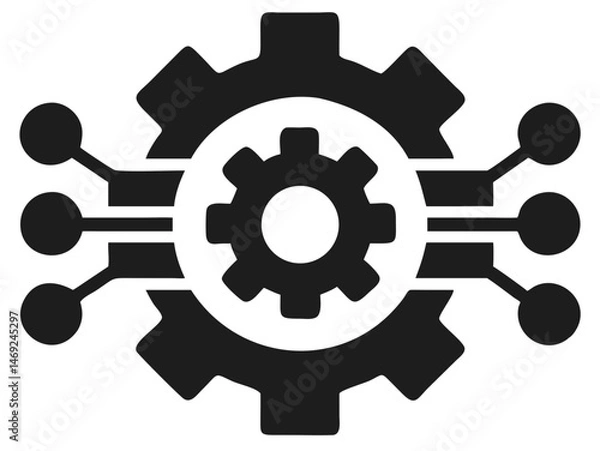 Fototapeta Machine learning gear icon design showing digital data processing and technology concepts