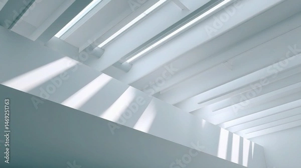 Fototapeta Minimalist White Architecture with Abstract Design and Natural Light