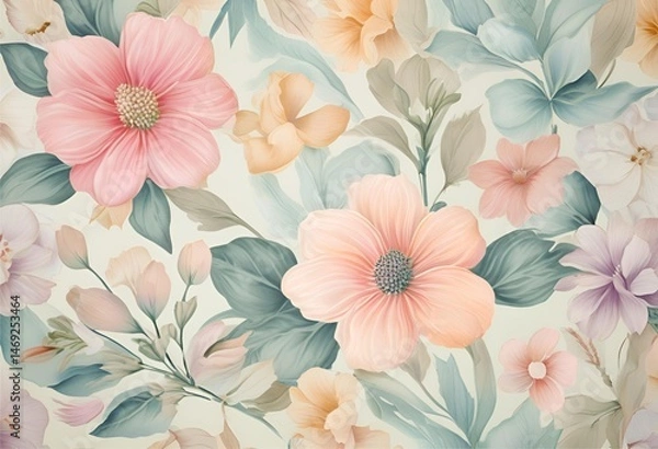 Fototapeta Pastel floral background design, delicate, bas-relief is perfect for creating a gentle and luxurious atmosphere.
