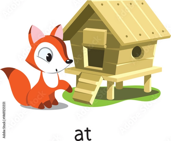 Obraz Preposition of place. Fox AT the henhouse