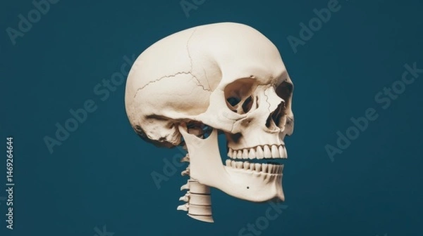 Fototapeta Realistic Human Skull Model on Simple Background for Educational Use
