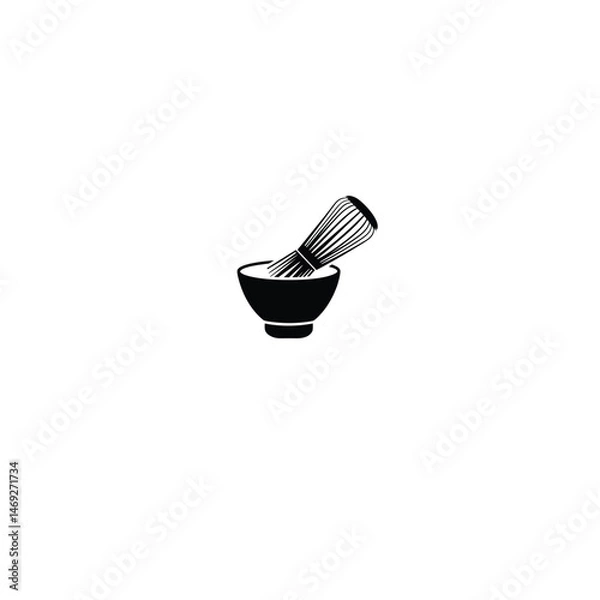 Obraz Japanese Matcha Tea Bowl silhouette on white background
