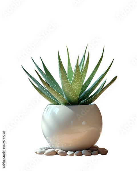 Obraz Organic Modern Aloe Display with River Stones