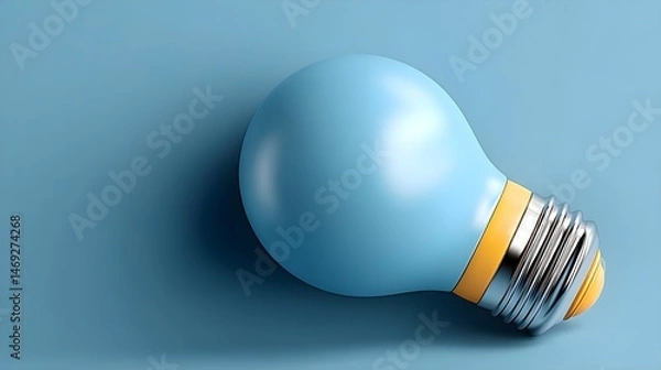 Fototapeta Stylish blue light bulb on a smooth surface