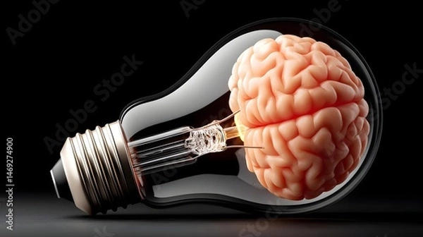 Fototapeta Innovative concept of a brain inside a light bulb