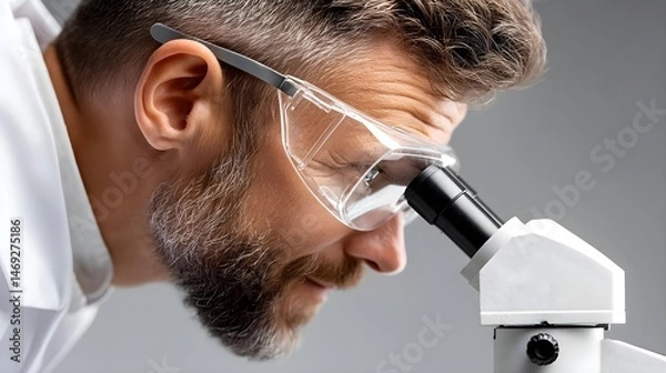 Fototapeta Scientist examining samples under a microscope