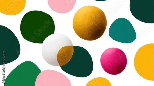 Fototapeta Colorful Abstract Shapes and Spheres Background Design Perfect for modern branding websites and social media