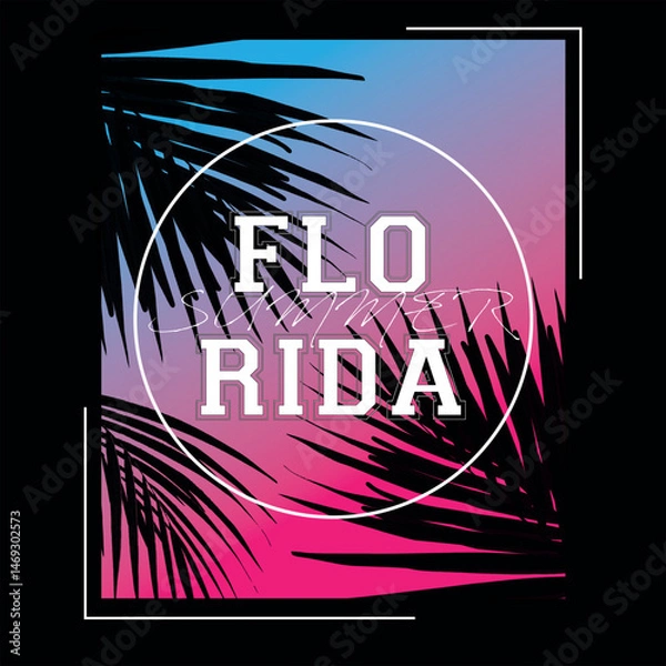 Obraz florida summer - graphic print , Abstract fashion drawing and creative design for t-shirts, mugs, graphic tee, sweatshirt, cases, etc. Illustration in modern style for clothes.