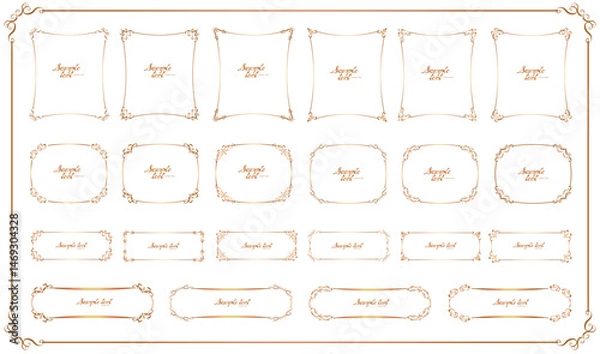 Fototapeta Elegant Vintage Frame Set. Thin Gold Ornamental Borders for Invitations and Cards.eps