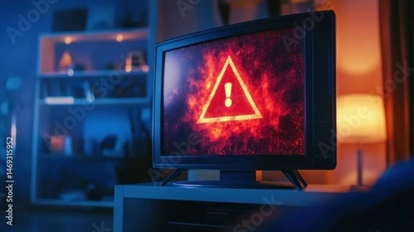 Fototapeta Warning signal on old TV
