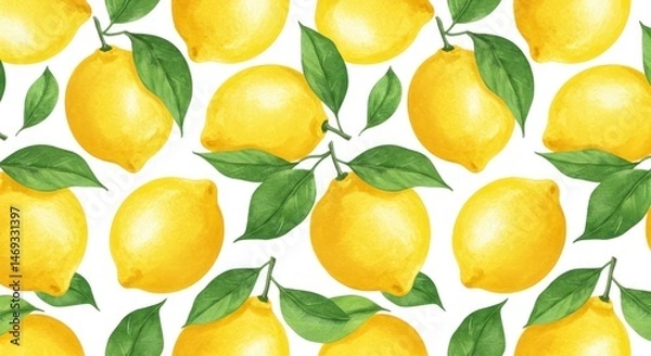 Fototapeta Watercolor lemon pattern