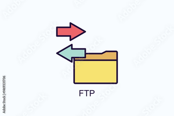 Obraz Ftp Vector, Icon Or Logo Sign Symbol Illustration 