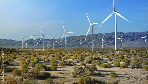 Obraz Wind turbine farm and array