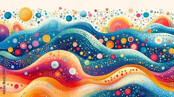 Obraz Colorful abstract landscape background with whimsical patterns and vibrant colors