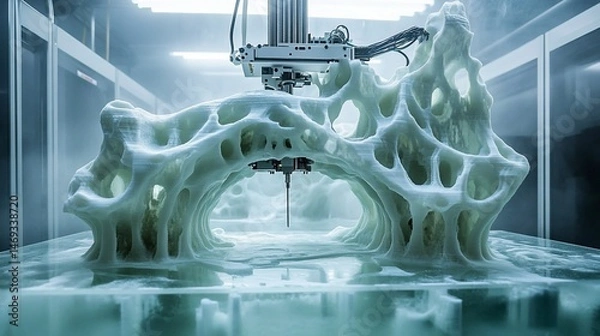 Obraz Intricate 3D Printing Technology Shaping Complex Architectural Structure