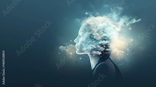 Fototapeta Imaginative Mind Visualized as Dreamy Clouds Sparkling with Inner Light