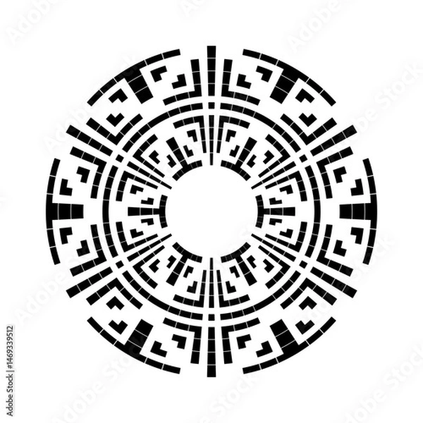 Fototapeta Abstract Radial Geometric Circle Black and White Pattern. 