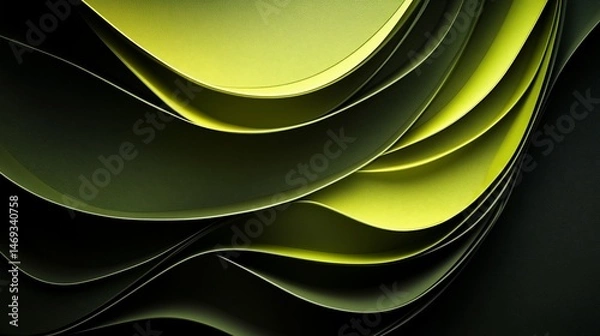 Obraz Abstract Green Waves, Captivating Dark Elegance with a Modern Appeal