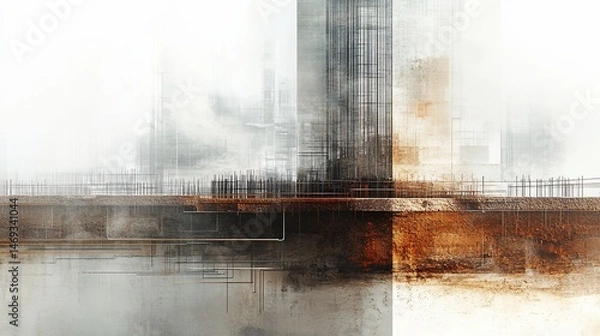 Obraz Urban progress abstract visualization: Infrastructure undergoing construction