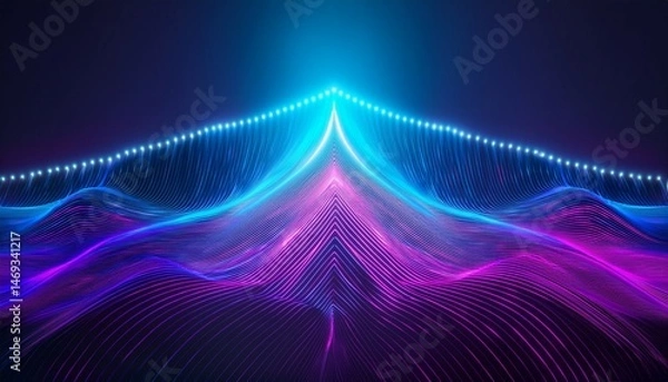 Fototapeta abstract concept of cybersecurity holographic style blue and purple tones high contrast minimalist background