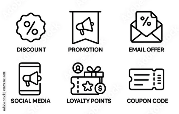 Fototapeta E-commerce and marketing line icons set – flat, outline, digital shopping symbols