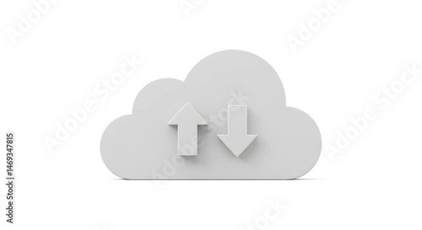 Fototapeta Cloud with Upload and Download Arrows Data Transfer Symbolism