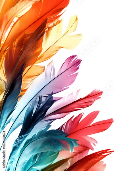 Fototapeta colorful abstract feather artwork isolated png transparent cutout
