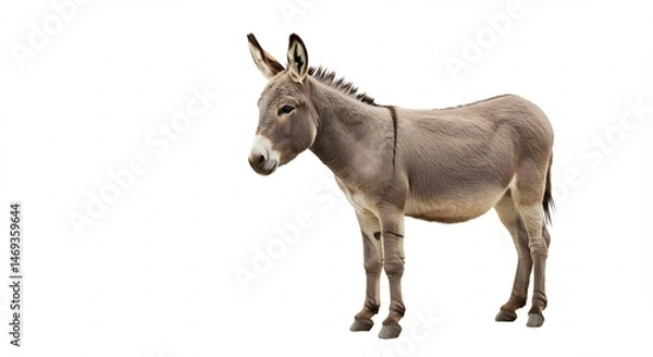 Fototapeta ロバ 穏やか表情 白い背景 優しい光. AI Generated