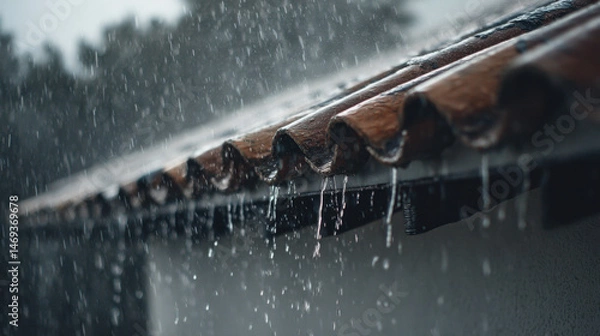 Obraz Chinese-style eaves in rain